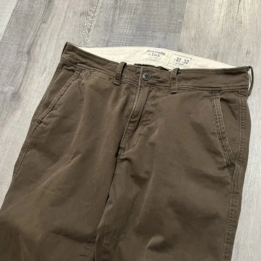 VTG Abercrombie And Fitch Brown Heavy Cotton Y2K Men's Chino Pants Fit 33x30